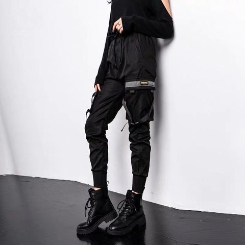 Women Fashion Streetwear Cargo Pants Black Ankle Length Elastic Waist Joggers Female Loose Trousers Casual Women Harem Pants ► Photo 1/3