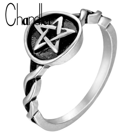 Chandler Pentagram Ring Men's Hip Hop Antique Silver Color Knuckle Finger Star Rings Punk Jewelry Rock Cool Masculine His Gifts ► Photo 1/5