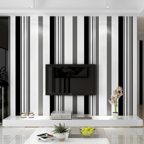 White Black Grey Wallpaper Modern Vertical Stripes Wall Paper TV Background Living Room Wall Covering Mural for Girl Boy Bedroom ► Photo 1/6