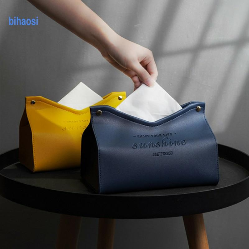 Leather Tissue Box Car Toilet Pumping box Home Living Room Decoration Bedroom Kitchen Desktop Nordic Large Storage Box Wholesale ► Photo 1/1