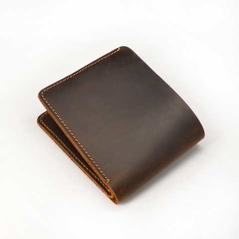 short men wallet genuine leather Small retro cow leather Wallet Men Brief Designer Portomonee for men ► Photo 1/6