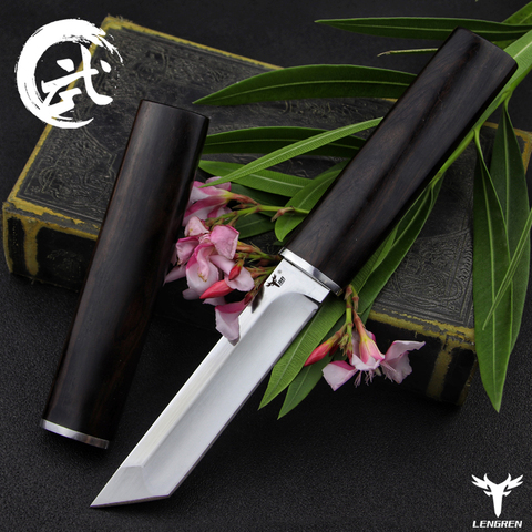 LENGREN D2 steel Japanese mirror knife, 58 60HRC vacuum heat treatment sharp camping hunting knife series (Samurai style) ► Photo 1/6