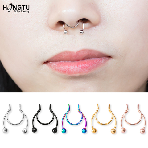 1-5pcs New Fake Nose Piercing Fake Nose Ring Hoop Septum Rings Surgical Steel Colorful Fake Piercing Nose Piercings Jewelry 20G ► Photo 1/6