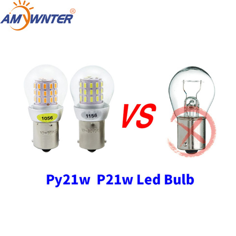 AMYWNTER BA15S 12V 1156 P21W led 1157 P21/5W S25 Car LED Turn Signal Auto Reverse Lamp Bulb 1056 BAU15S PY21W Amber Yellow 4W ► Photo 1/6