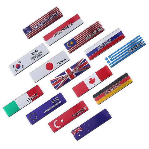 Car Styling 3D aluminum UK Japan Germany USA Russia France Sweden Malaysia national flag Emblem Badge Motorcycle Car Sticker ► Photo 1/6