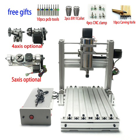 Diy Cnc 3020 3 Axis 4 Mini Wood 2030 Engraving Machine Milling Lathe Metal Router 400w Usb With Er11 Collet Alitools - Diy Cnc Lathe Wood