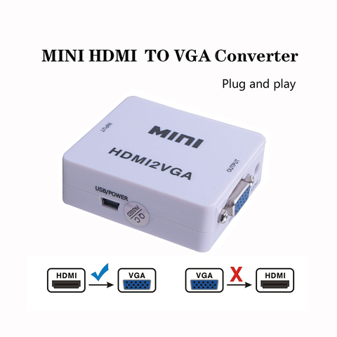 1080P MINI HDMI to VGA Converter With Audio HDMI2VGA Video Box Adapter For Xbox360 PC DVD PS3 PS4 ► Photo 1/5