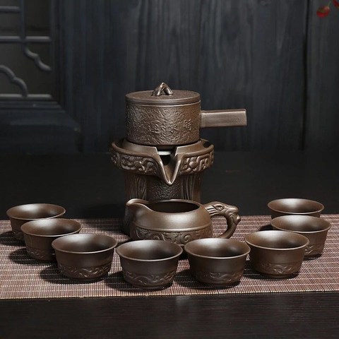 Purple clay stone grinding semi-automatic Tea Set Creative Kung Fu tea pot Tea ceremony supplies for making Oolong tea pu'er tea ► Photo 1/6