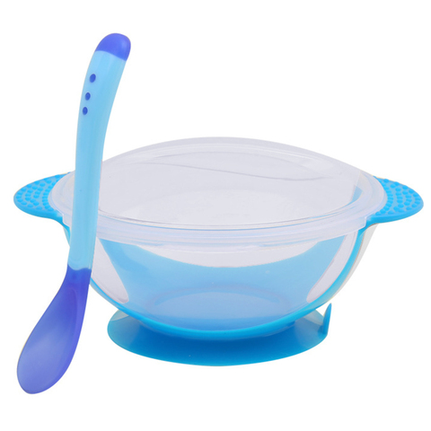 Baby Learning Dishes With Suction Cup Kids Safety Dinnerware Set Assist Bowl Temperature Sensing Spoon Tableware training Bowl ► Photo 1/6