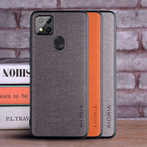 Case for Xiaomi Redmi 9C NFC coque Luxury textile Leather skin soft TPU hard PC phone cover for Xiaomi Redmi 9C case funda ► Photo 1/6