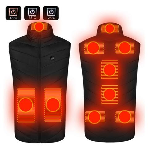 2/8/9 Heating Zones Heated Vest Jacket USB Men Winter Electrically Heated Sleeveless Jacket Travel Outdoor Waistcoat for Outdoor ► Photo 1/6