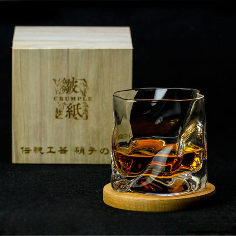 Japanese Edo Designer Crumple Paper Irregular Shape Crystal Faceted Der Whiskybecher Whiskey Whisky Rock Glass Artwork Wine Cup ► Photo 1/6