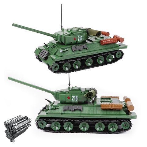 1113PCS Military T-34 Soviet Medium Tank Model Building Blocks WW2 IS-2M Heavy Tank Weapon Army Figures Bricks Toys For Children ► Photo 1/6