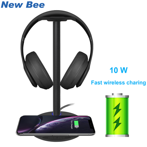 New Bee Original Fast Wireless Charging Headphone Stand 5W/7.5W/10W Fast Charging Speed Headset Holder with LED For All Qi Phone ► Photo 1/6
