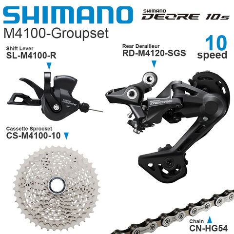 SHIMANO DEORE M4100 10v Groupset M4100 Shifter Cassette Sprocket and M4120 / M5120 Rear Derailleur HG54 Chain- 10-speed ► Photo 1/3