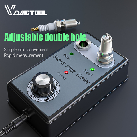 Vdiagtool Car Spark Plug Tester Automotive Diagnostic Tool Double Hole Detector 12V Gasoline Vehiles Ignition Analyzer ► Photo 1/6