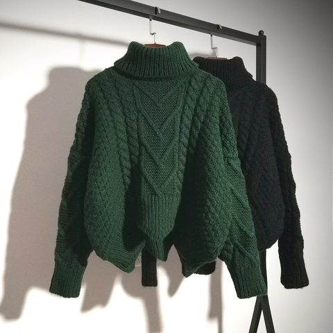 Women Sweaters Warm Turtleneck Pullover Twist Pull Jumpers Autumn 2022 Knitted Sweaters Thick Warm Christmas ► Photo 1/6