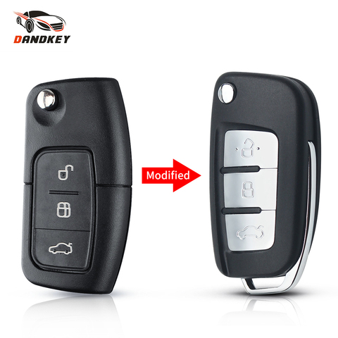 Dandkey 433MHz 4D63/4D60 Chip Flip Remote Control Car Key Case For Ford Focus 3 2 Mondeo Fiesta Fob 3 Buttons Uncut HU101 Blade ► Photo 1/6