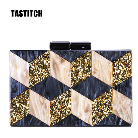Unique Mosaic Acrylic Bag Glitter Evening Clutch Bag Women Should Bags Geometric Patchwork Clutches Party Prom Handbags Purses ► Photo 1/6