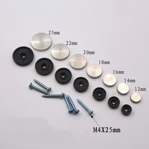 100Pcs/Lot  12mm Diameter Stainless Steel Cap Cover Decorative Mirror Screws Display Mirror ► Photo 1/4
