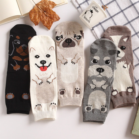 Dropshipping Unisex Adult Crew Socks Pet Short Puppy Doberman Doge Corgi Dachshund Sausage Dog Pug Family Collie Husky Schnauzer ► Photo 1/6