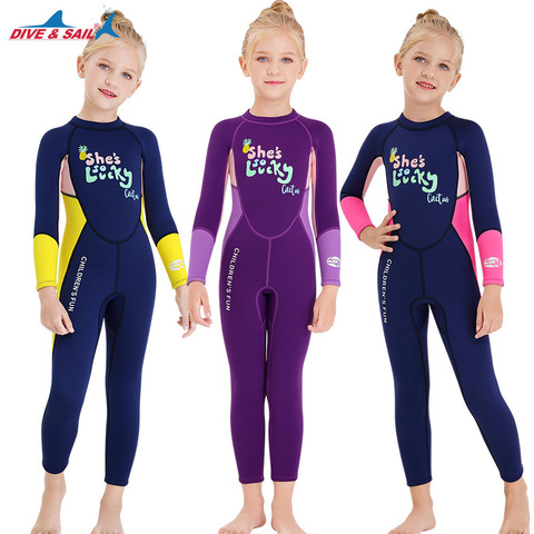 2022 girls wetsuit diving suit 2.5MM neoprene  swimsuit girls long sleeve  surfing jellyfish clothing swimwear for cold water ► Photo 1/6