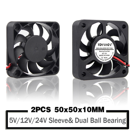 2 Pieces 5V 12V  24V 5010 50mm Fan Ball Bearing 50x50x10mm Fan 5010  Cooling Fan 5cm PC Laptop Computer Cooler Fan Heatsink Fans ► Photo 1/6