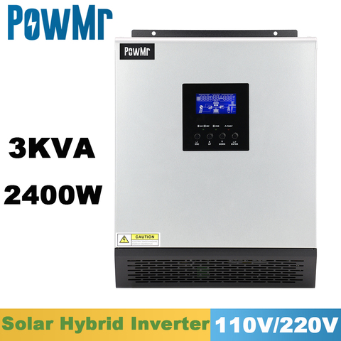 PowMr 3KVA Pure Sine Wave Hybrid Solar Inverter 24VDC Input 220VAC 110VAC Output 50A PWM Solar Charger Controller and AC Charger ► Photo 1/6