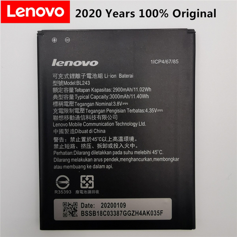 2022 New 100% Tested Original BL243 Mobile Phone Battery for lenovo K3 Note K50-T5 A7000 A5500 A5600 A7600 Battery Batteria ► Photo 1/6