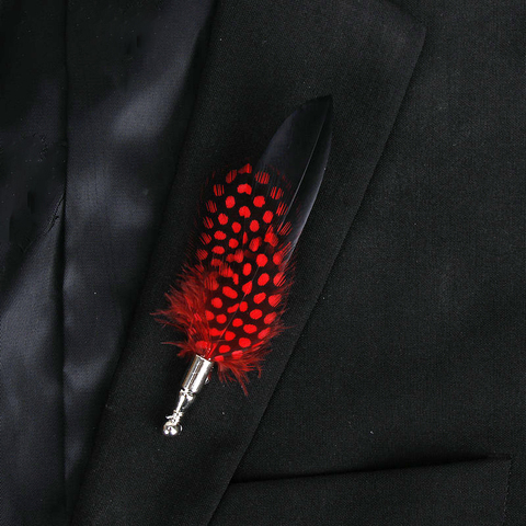 Brand New Feather Brooch Lapel Pin Fashion Designer Handmade Men Women Novelty Dot Brooches Lapel Pins Dress Suit Accessory Gift ► Photo 1/6