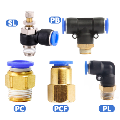 Tube Connector Pneumtic Fitting Air Quick Connectors Hose Pipe Fittings PC PL elbow 1/8 1/4 3/8 Male Femal Thread  4mm 6mm 8mm ► Photo 1/6