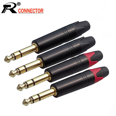 10pcs/lot 6.35mm 3 Pole Stereo Male Plug Aluminum Tube Gold Plated 1/4 Inch Microphone Plug Audio 6.35MM Cable Wire Connector ► Photo 1/6
