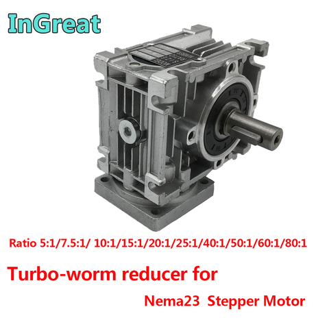 Ratio 10:1 Turbo-Worm Gearbox RV030 14mm Output Speed Reducer for Nema23 Stepper Motor ► Photo 1/5