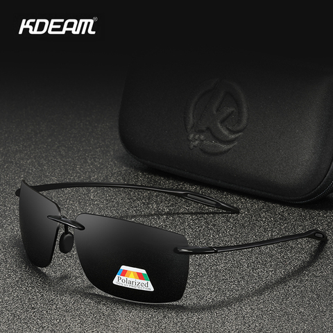 KDEAM Rimless Rectangle Men's Sunglasses Polarized Ultra-light TR90 Material Glasses Frame UV400 Sport Sunglass ► Photo 1/6