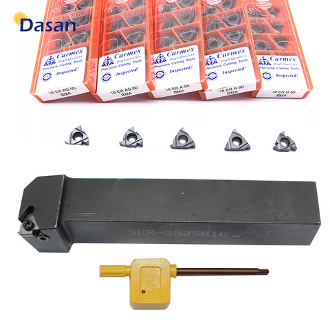 16ER AG60 AG55 A60 ISO and SER1212H16 SER1616H16 SER2022K16 SER2525M16 Carbide inserts  External Thread Turning tool Holder Set ► Photo 1/3