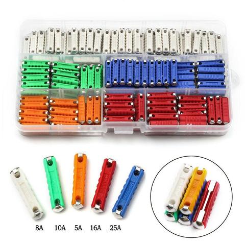 200Pcs 5A/8A/10A/16A/25A Torpedo Shape Car Vehicle Fuses Kit with Plastic Box ► Photo 1/6