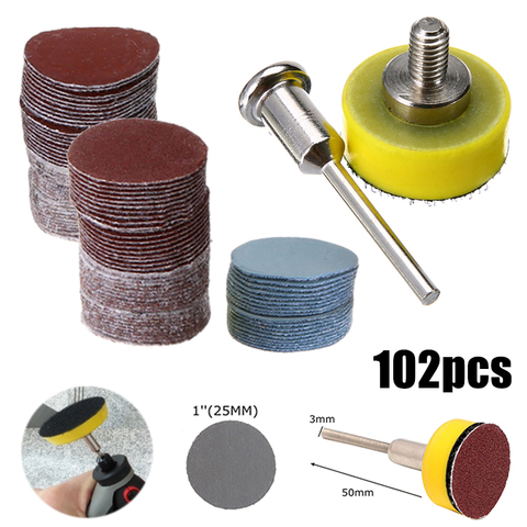 100pcs/set 25mm 80 80 600 1000 2000 3000 Grit Sanding Disc Round Abrasive Dry Sandpaper + Back-up Pad For Polishing Tools ► Photo 1/6