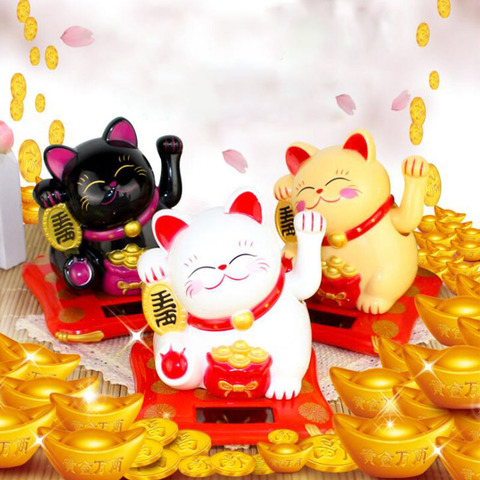 chinese Lucky Wealth Waving Cat Gold Waving Hand Cat Home Decor Welcome Waving Cat sculpture statue decor Car Ornament ► Photo 1/6