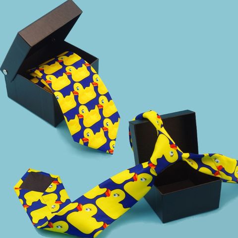 Men Women Funny Yellow Duck Printed Necktie Imitation Silk Cosplay Party Business Suit Ties Neckwear Show Wedding Accessorie ► Photo 1/6