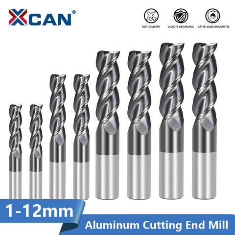 XCAN Carbide End Mill 1-12mm 3 Flute End Milling Bit for Aluminum Copper Cutting Super Coated CNC Router Bit Milling Cutter ► Photo 1/6