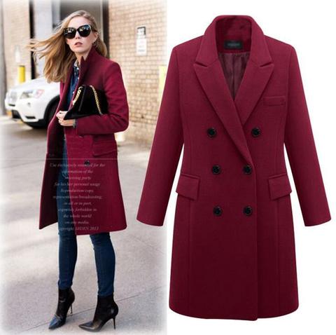 Autumn and winter models Europe and the United States large size women's windbreaker long paragraph woolen coat woolen coat ► Photo 1/6