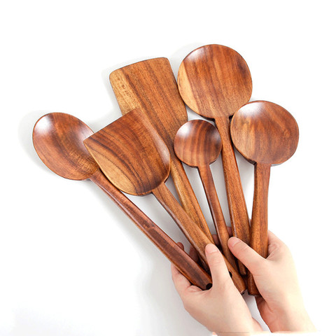 Wooden Kitchen Cooking Utensil Scoop Nonstick Cooking Ladle Dinner Food Spatula Spoon Food Kitchen Tools cooking set ► Photo 1/6