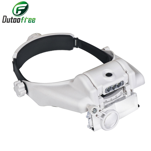 Adjustable Headband 5Lens Binoculars Magnifier 3LED Jewelry Repair Reading Magnifying Glass Third Hand Loupe PMMA Optical Lens ► Photo 1/6