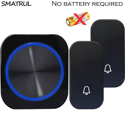 SMATRUL Self-powered Wireless DoorBell Door Bell Ring Chime Call Night Light No Battery EU Plug Waterproof 1 button 1 Receiver ► Photo 1/6