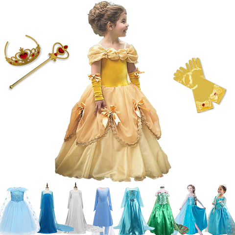 2022 Beauty And The Beast Dress For Girl Birthday Party Cosplay Costume Fancy Children Dress Up Vestido Girls Snow white Clothes ► Photo 1/6