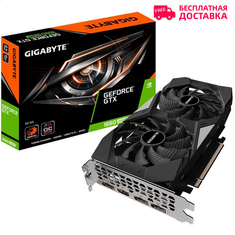 Graphics Cards Gigabyte GV-N166SOC-6GD board accelerator game video card adapter controller 6 GB    GDDR6 Dual Slot Fansink 7680x4320 NVIDIA GeForce GTX 1660 SUPER ► Photo 1/1