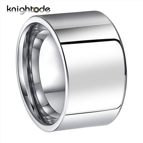 12mm Width Tungsten Carbide Ring Man Ring Simple Flat Band Ring Polished Shiny ► Photo 1/4