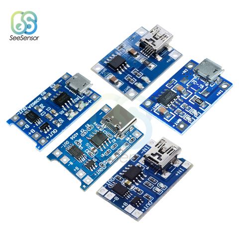 5Pcs Type-C/Micro/Mini USB 5V 1A 18650 TP4056 Lithium Battery Charger Module Charging Board With Protection Dual Functions ► Photo 1/6