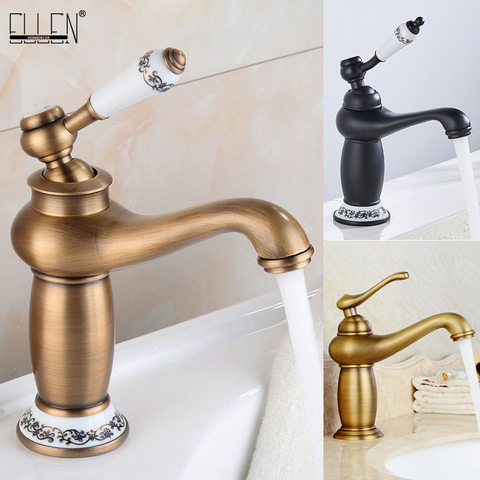 Bathroom Faucet Antique Bronze Finish Brass Basin Sink Solid Brass Faucets Single Handle Water Mixer Taps Bath Crane  ELFCT001 ► Photo 1/6