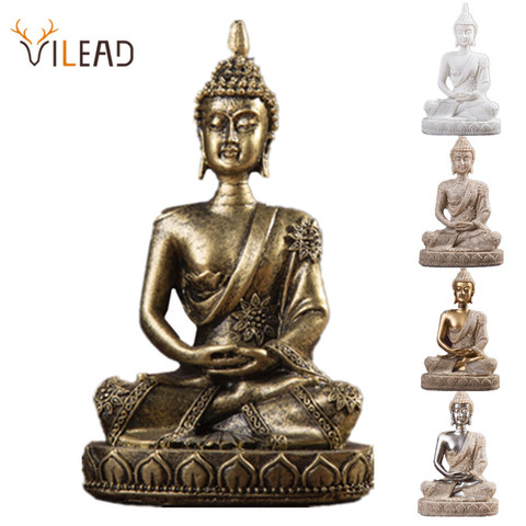 VILEAD 16 Style Buddha Statue Nature Sandstone Thailand Buddha Sculpture Hindu Fengshui Figurine Meditation Miniature Home Decor ► Photo 1/6